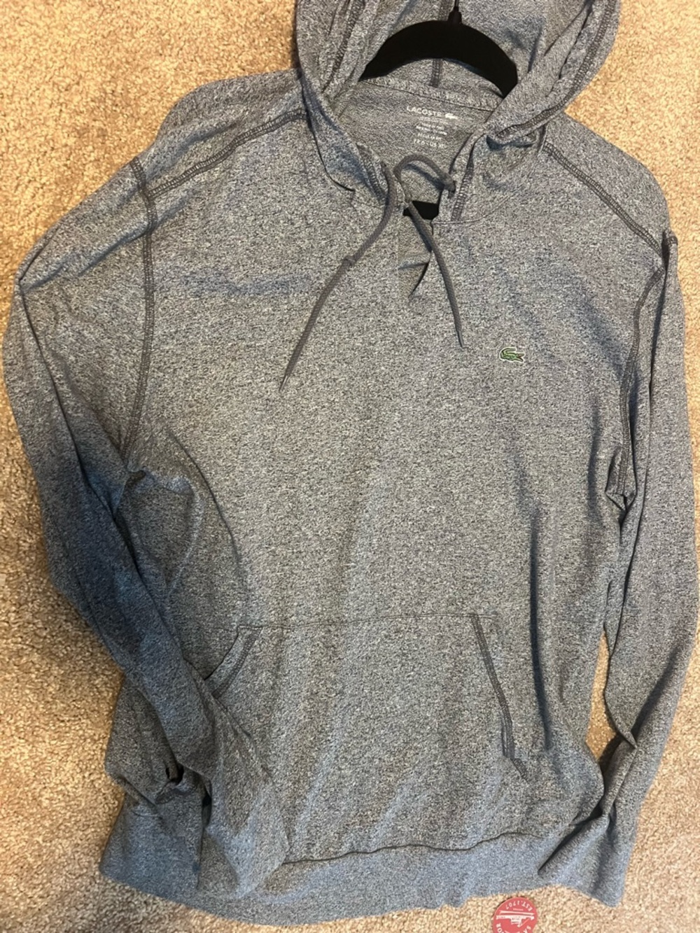 Lacoste Men’s Heather Gray Pullover Hoodie with Croc Logo